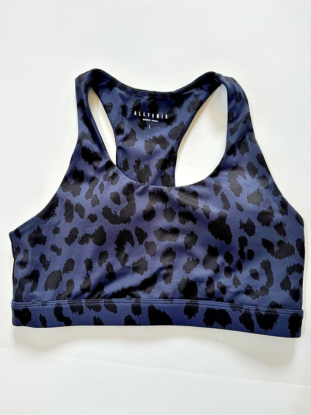 ALLFENIX Leopard Print Sports Bra Blue Black Size Large Like New